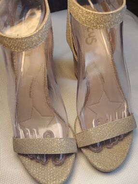 Sam Edelman Gold Glitter Ankle-Strap Heels